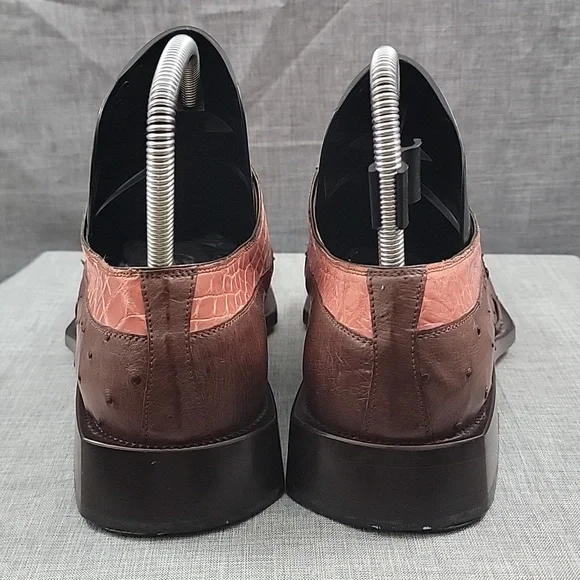 MAURI ITALY Lace Up ALLIGATOR Oxford SHOES Pink / Brown Leather MEN'S US 9.5M